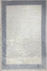 Merinos  Diamond Dekoline Krem - Mavi 3 mm Akrilik Yıkanabilir İnce Kaymaz Dikdörtgen Makine Dokuma Salon Halısı 80x500 cm
