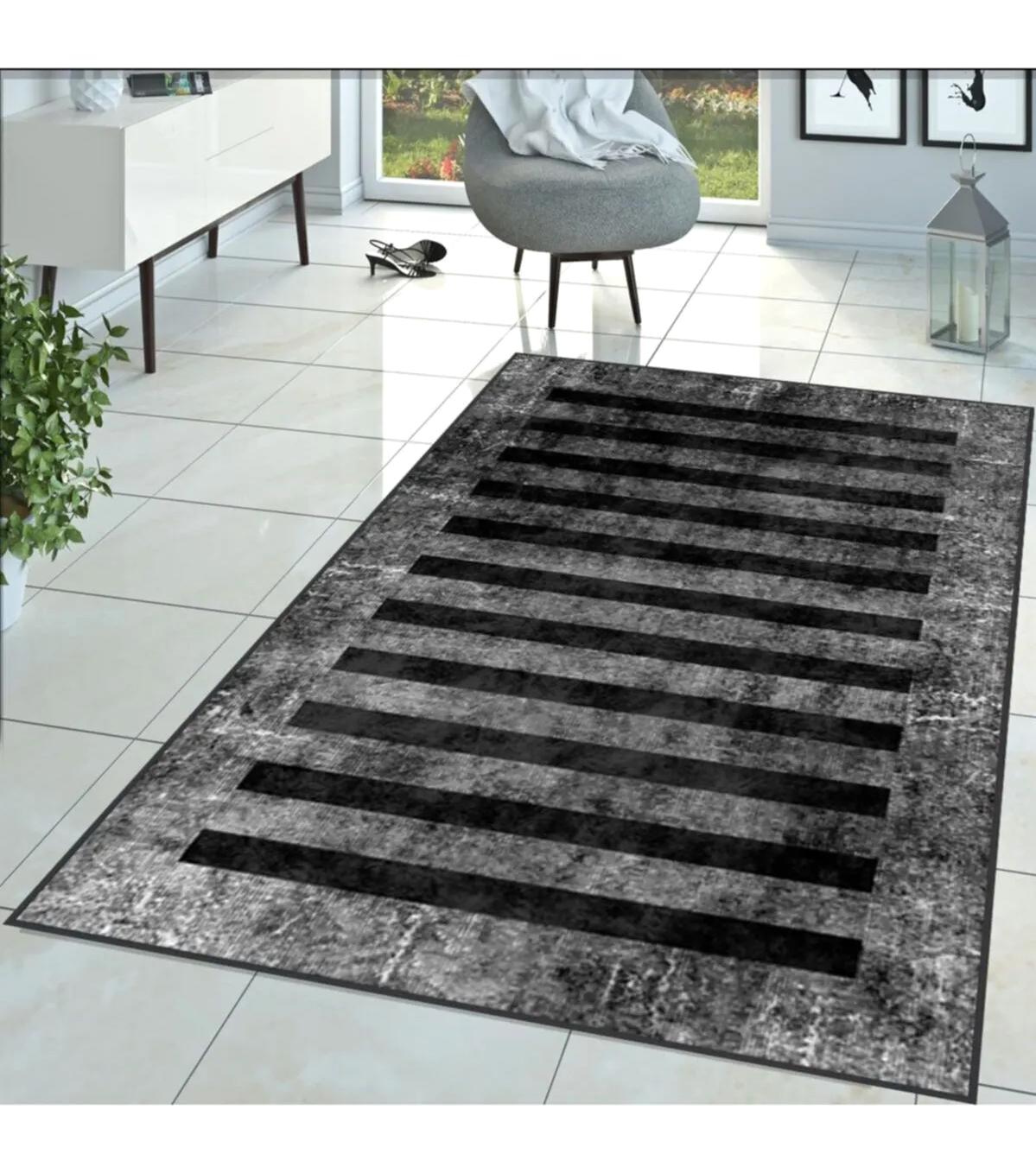 Rovigo Home RVG1365-SD247 Çok Renkli 8 mm Polyester Antibakteriyel-Leke Tutmaz-Toz Tutmaz Yıkanabilir İnce Kaymaz Dot Taban Dikdörtgen Makine Dokuma Salon Halısı 100x200 cm