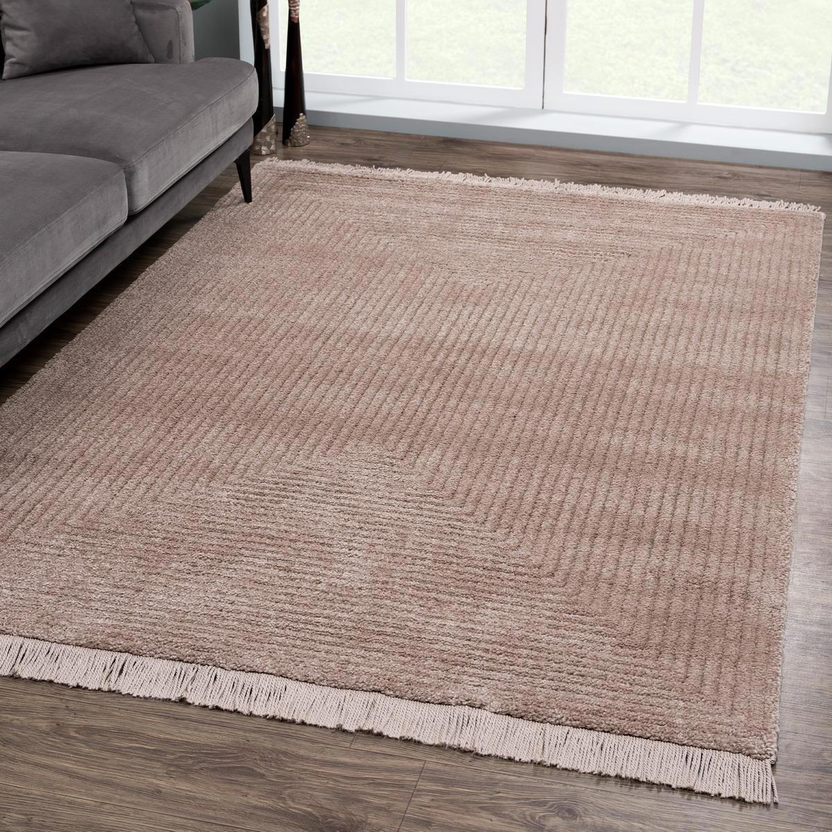 Giza Home 1104-RB55 Vizon 20 mm Polyester Antibakteriyel Yıkanabilir Kalın Kaymaz Dikdörtgen Makine Dokuma Salon Halısı 180x280 cm