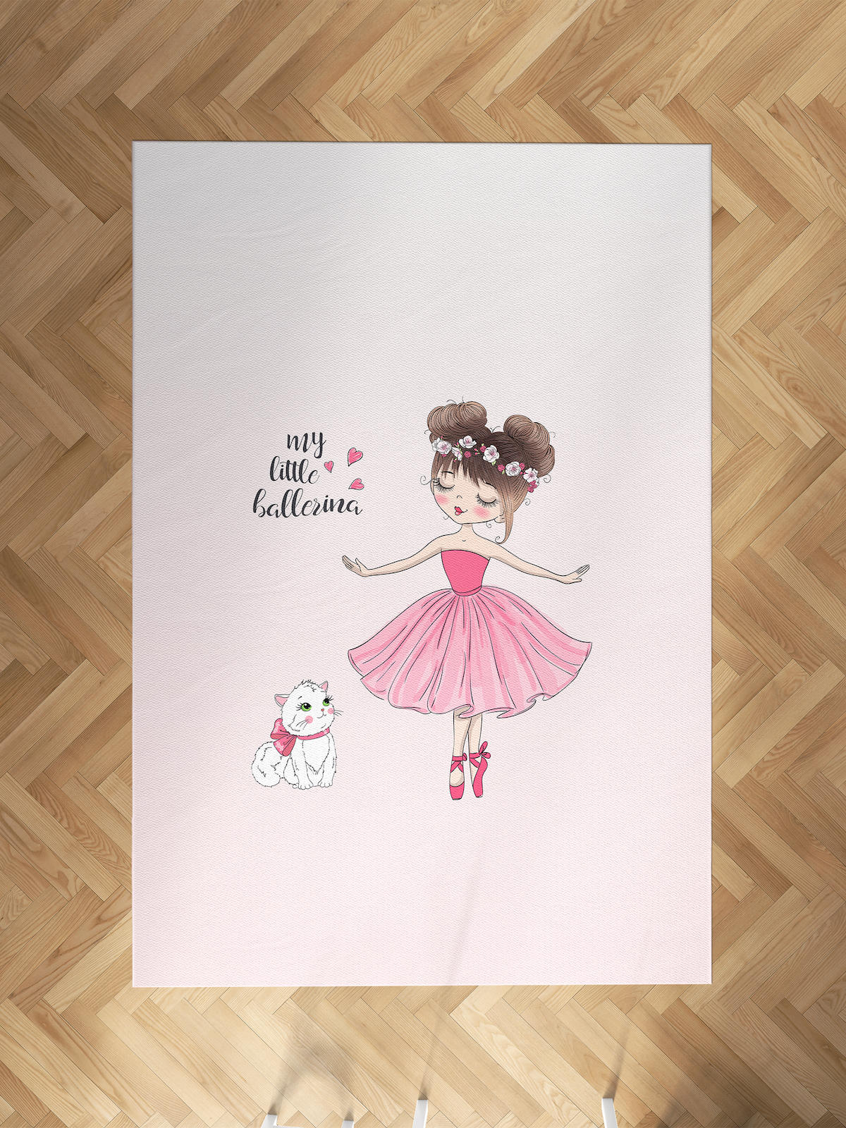 Mekta Home Kedi-Prenses Krem 10 mm Antibakteriyel Yıkanabilir İnce Kaymaz Dot Taban Dikdörtgen Makine Dokuma Çocuk Odası Halısı 160x350 cm