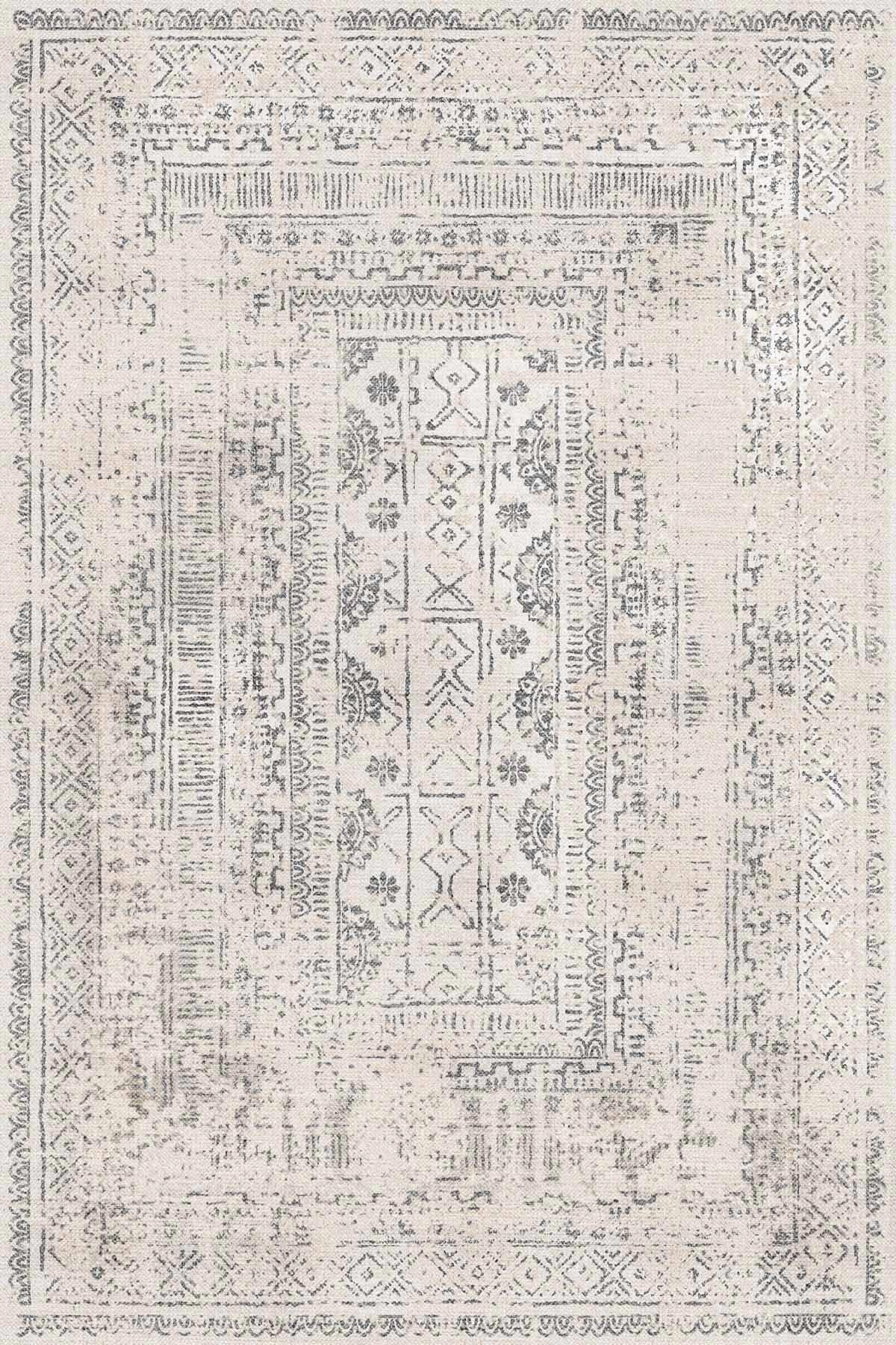 Latte Dizayn Duncan Krem 0.8 mm Pamuk Silinebilir Yıkanabilir Orta Kaymaz Dikdörtgen Makine Dokuma Salon Halısı 200x290 cm