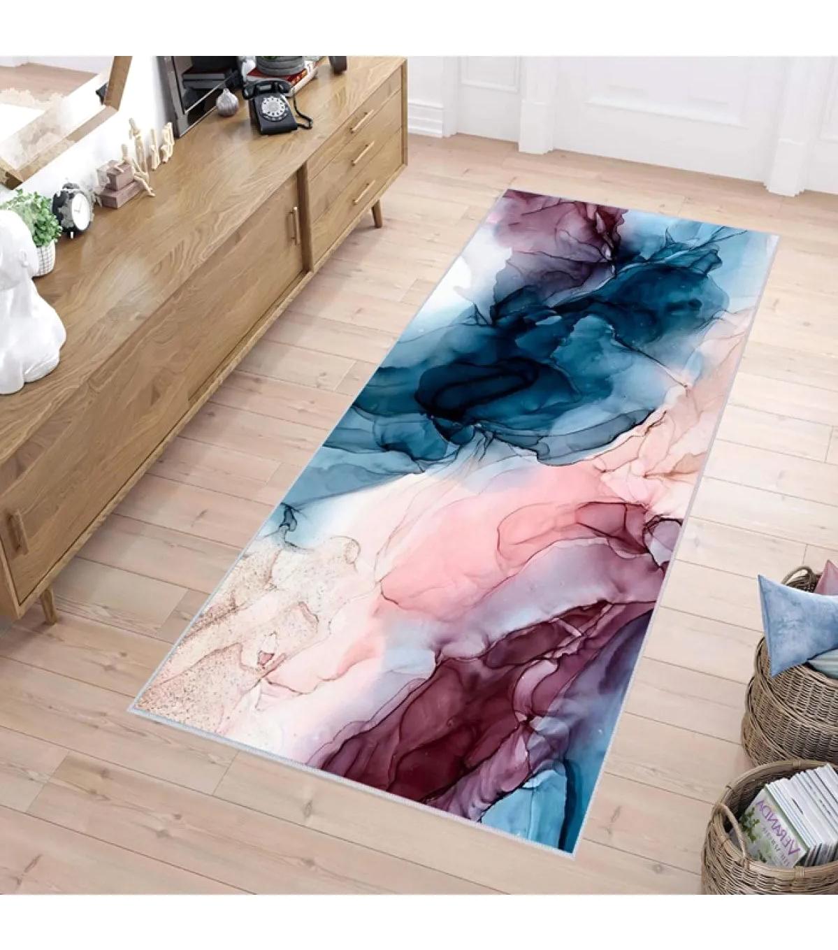 Rovigo Home RVG0244 Çok Renkli 8 mm Polyester Leke Tutmaz-Toz Tutmaz Yıkanabilir İnce Kaymaz Dot Taban Dikdörtgen Makine Dokuma Salon Halısı 120x200 cm