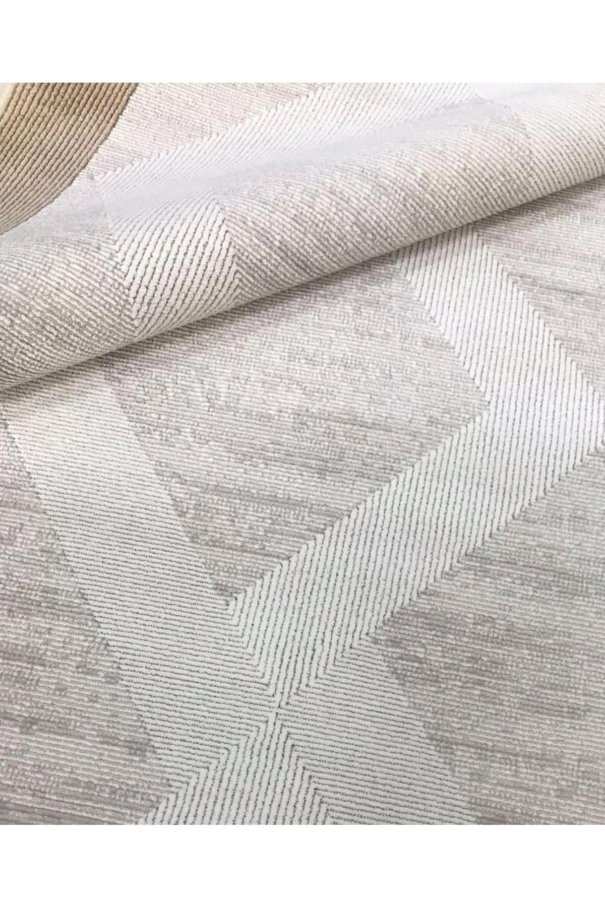 Merinos Rodin 60896 Krem 10 mm Akrilik Toz Tutmaz Yıkanabilir Kalın Kaymaz Dikdörtgen Makine Dokuma Salon Halısı 100x150 cm