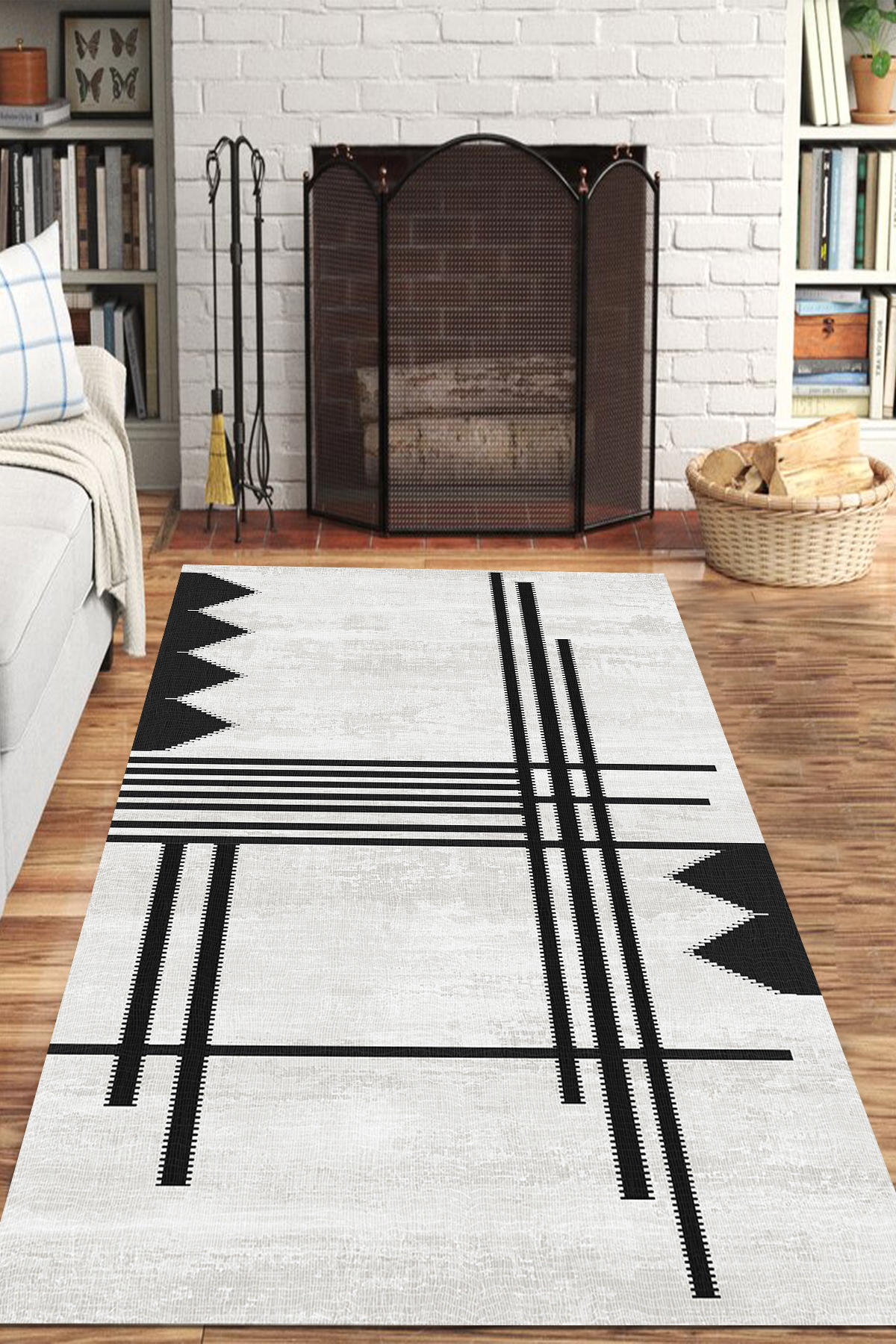 Aida Home Ackerr Krem 0.5 mm Pamuk Yıkanabilir İnce Kaymaz Jüt Taban Dikdörtgen Makine Dokuma Salon Halısı 160x200 cm
