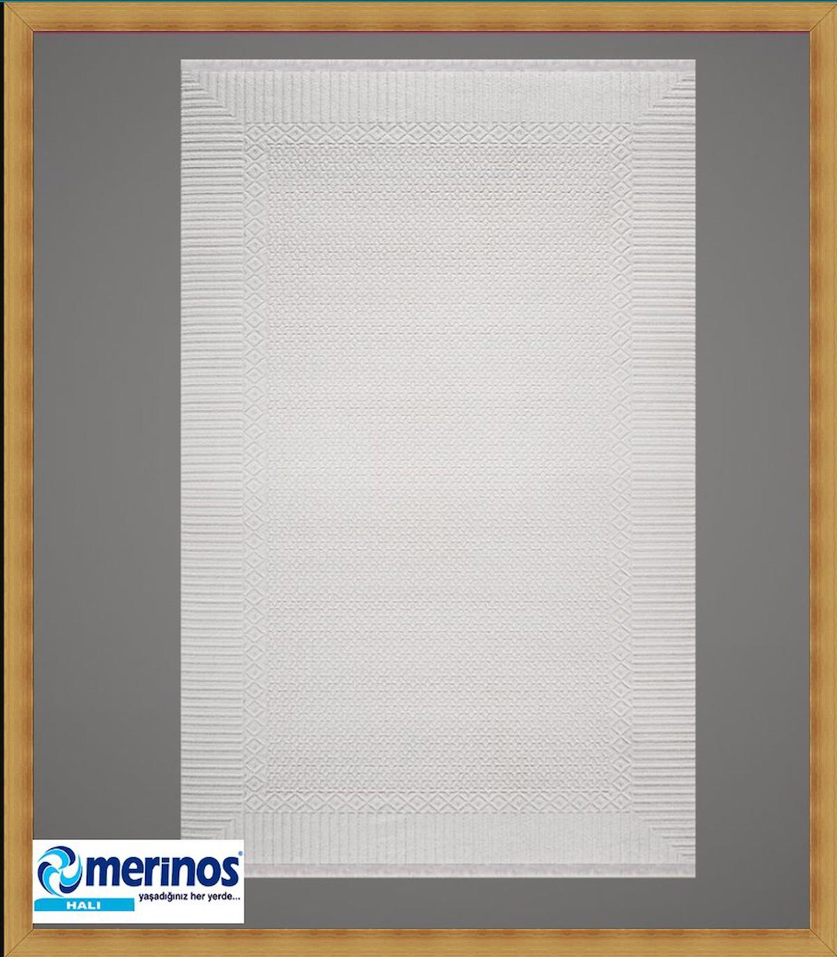 Merinos Diyez Krem 12 mm Akrilik Toz tutmaz Yıkanabilir İnce Kaymaz Dikdörtgen Makine Dokuma Salon Halısı 80x150 cm