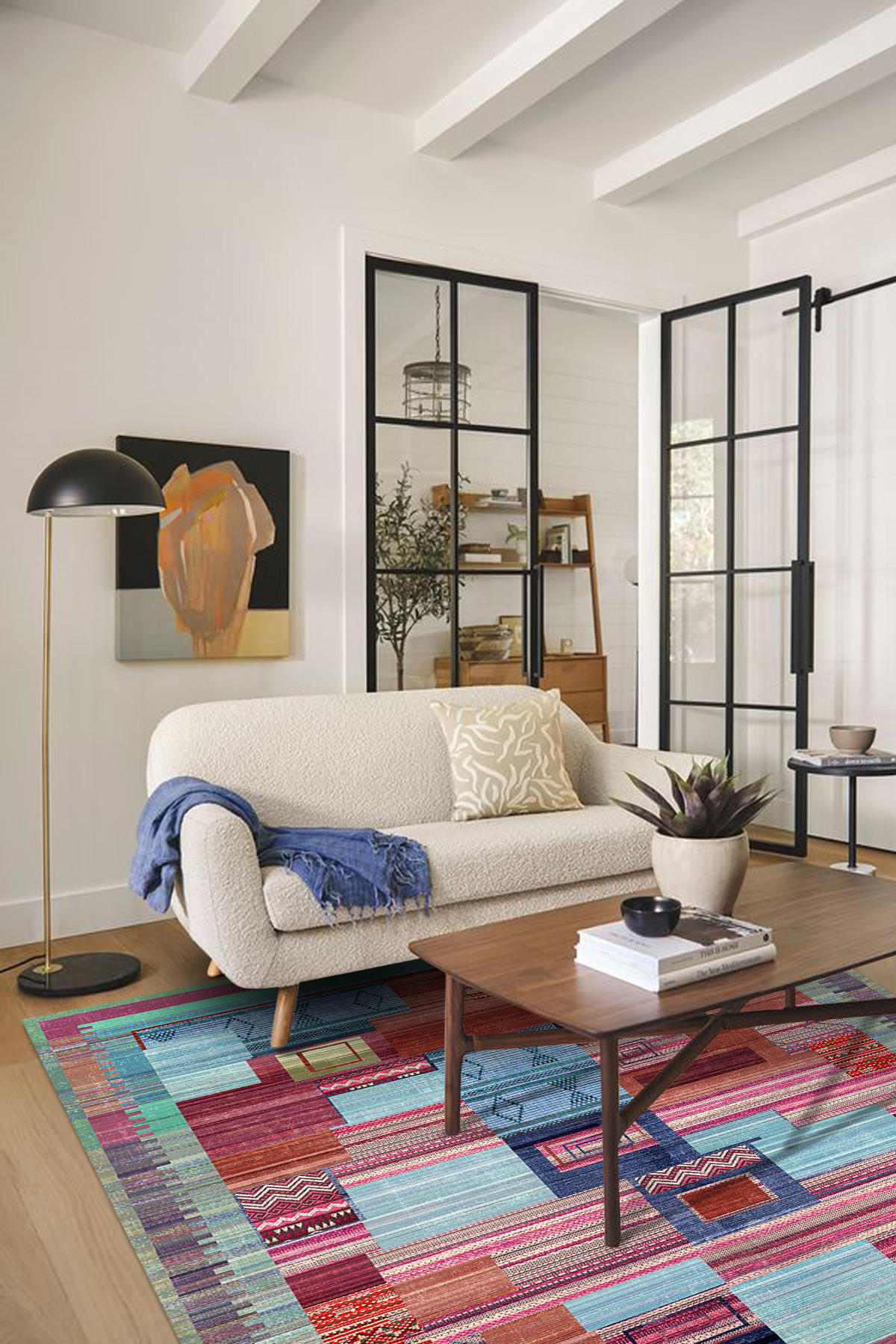 Latte Dizayn Lulu Krem 0.5 mm Pamuk Antibakteriyel Yıkanabilir İnce Kaymaz Pamuk Taban Dikdörtgen Makine Dokuma Salon Halısı 80x550 cm