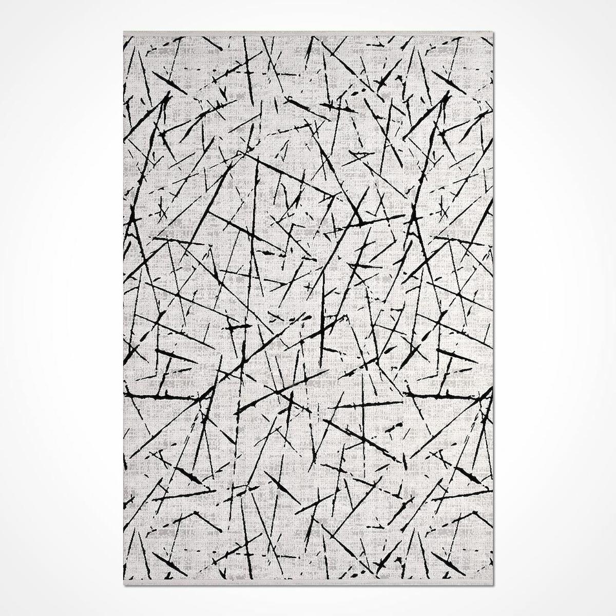 Crea Halı Galyon 16104 Krem 8 mm Akrilik Toz Tutmaz Yıkanabilir Orta Soyut Temalı Dikdörtgen Makine Dokuma Salon Halısı 180x280 cm