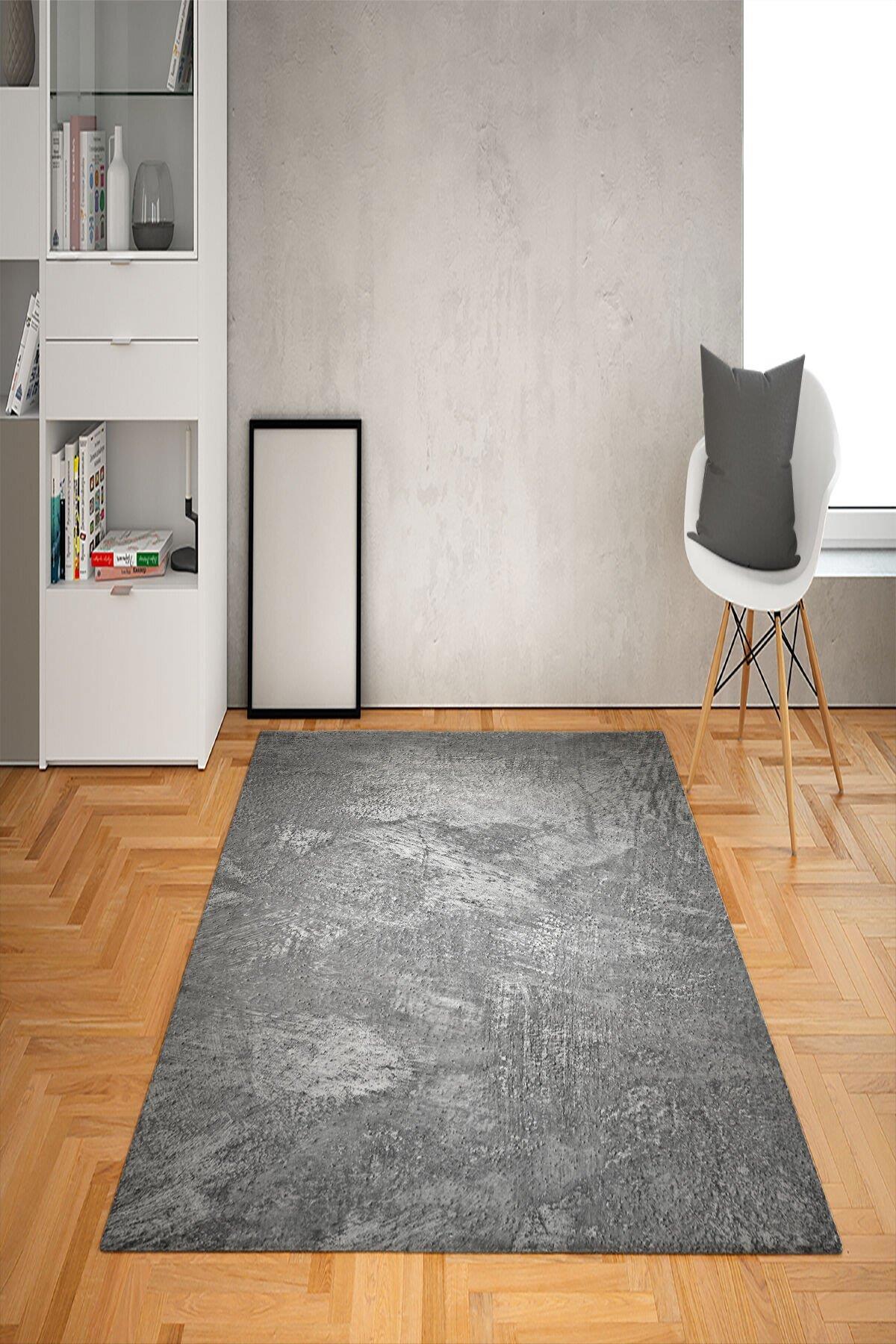 Doruklar Home Collection Gri 0.7 mm Yıkanabilir Kaymaz Taban Dikdörtgen Makine Dokuma Halı 100x200 cm