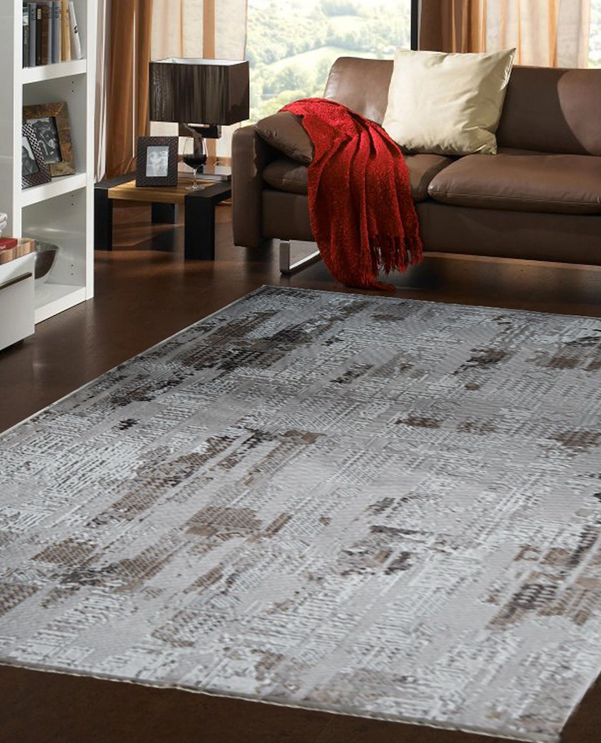 İpek Mekik Halı Gordion Kahverengi 7 mm Polyester Antialerjenik-Antistatik Yıkanabilir Orta Kaymaz Pamuk Taban Dikdörtgen Makine Dokuma Antre-Çocuk Odası-Salon-Yatak Odası Halısı 160x230 cm