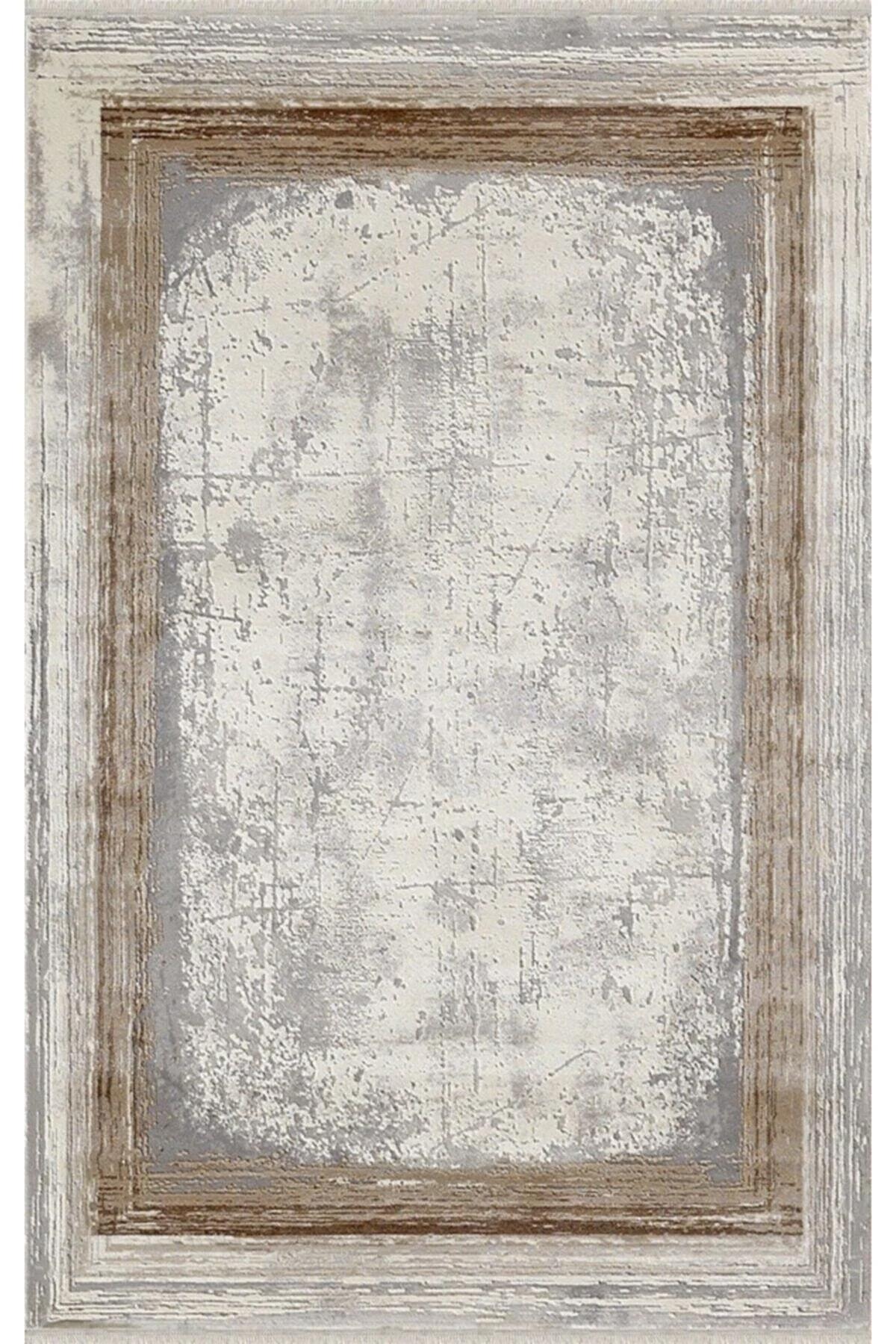 Merinos Therapy 34665 Bej-Kahverengi 11 mm Akrilik Antibakteriyel Yıkanabilir İnce Kaymaz Dikdörtgen Makine Dokuma Salon Halısı 160x230 cm