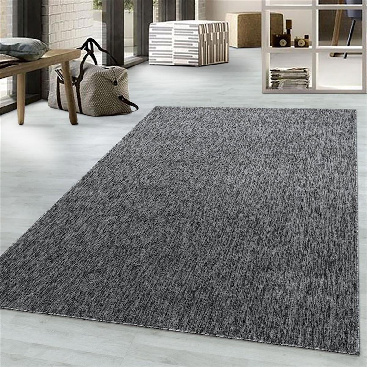 Red Halı Gri 4 mm Polipropilen Yıkanabilir Dikdörtgen Makine Dokuma Halı 120x180 cm