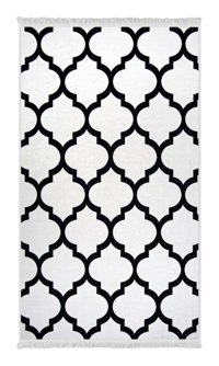 Dijidekor Beyaz 6 mm Polyester Antialerjenik Yıkanabilir İnce Kaymaz Dot Taban Dikdörtgen Makine Dokuma Salon Halısı 160x233 cm