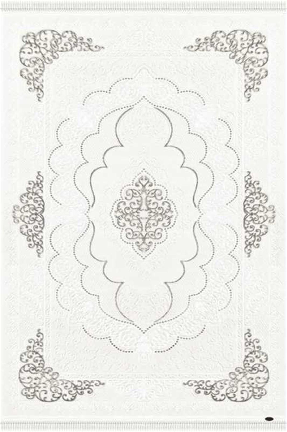 Dinarsu Gold GD004 Krem 12 mm Akrilik Silinebilir Yıkanabilir Orta Kaymaz Dikdörtgen Makine Dokuma Salon Halısı 120x180 cm