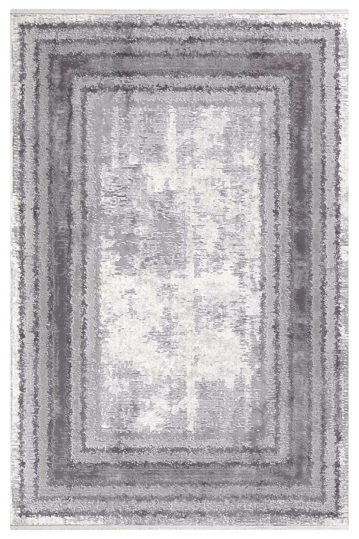 Padişah Eternity 31972 Beyaz-Gri 10 mm Akrilik Yumuşak Yıkanabilir İnce Dikdörtgen Makine Dokuma Salon Halısı 160x230 cm