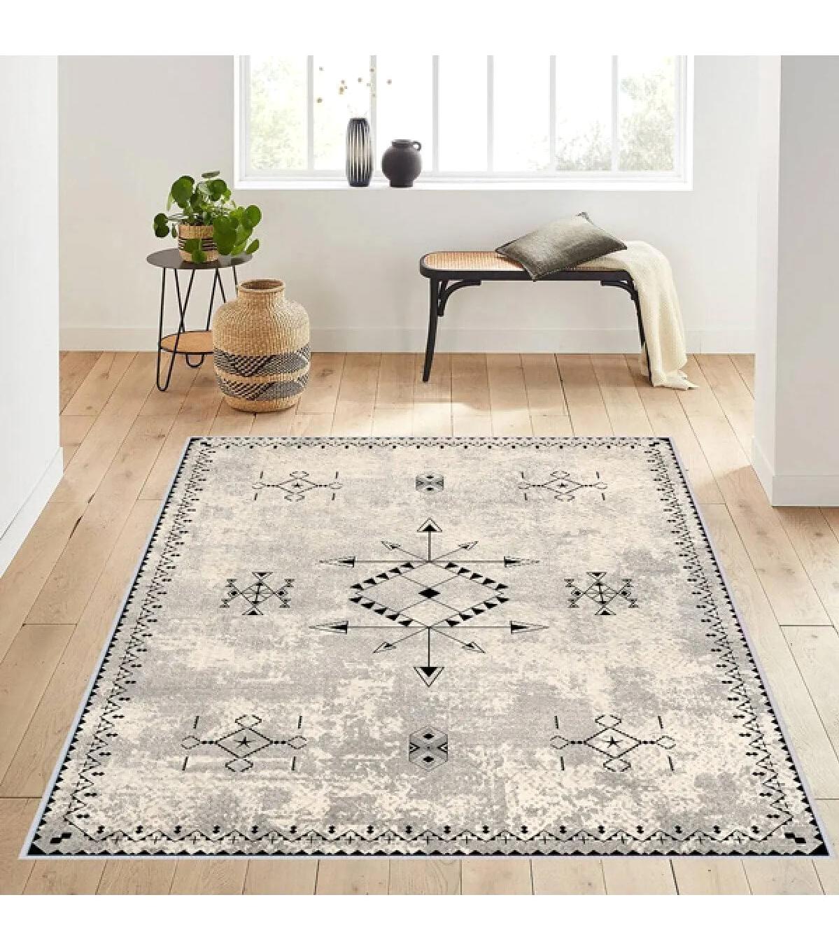 Rovigo Home RVG0178-SD961 Çok Renkli 8 mm Polyester Yıkanabilir Orta Kaymaz Dot Taban Dikdörtgen Makine Dokuma Salon Halısı 80x200 cm