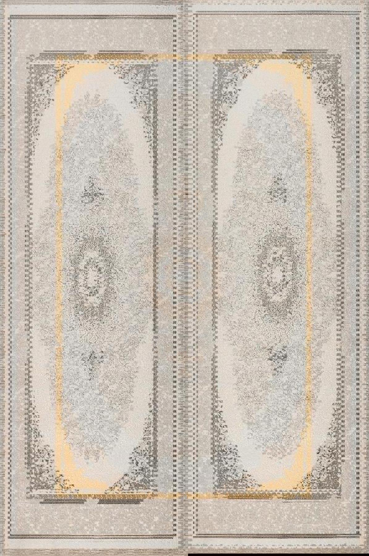 Sanat Halı Mira 3585 Krem 8 mm Akrilik Antibakteriyel Yıkanabilir Kalın Kaymaz Lateks Taban Dikdörtgen Makine Dokuma Salon Halısı 80x200 cm