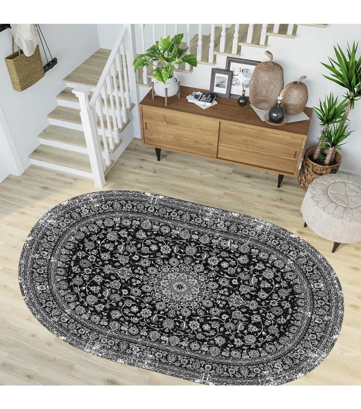 Rovigo Home RVG7251-HT125 Gri 8 mm Polyester Yıkanabilir Orta Kaymaz Dot Taban Dikdörtgen Makine Dokuma Salon Halısı 200x200 cm