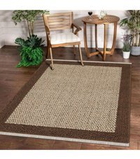 Dijidekor KR4040 Kahverengi 7 mm Polipropilen Antibakteriyel Yıkanabilir Orta Kaymaz Dot Taban Dikdörtgen Makine Dokuma Salon Halısı 160x230 cm