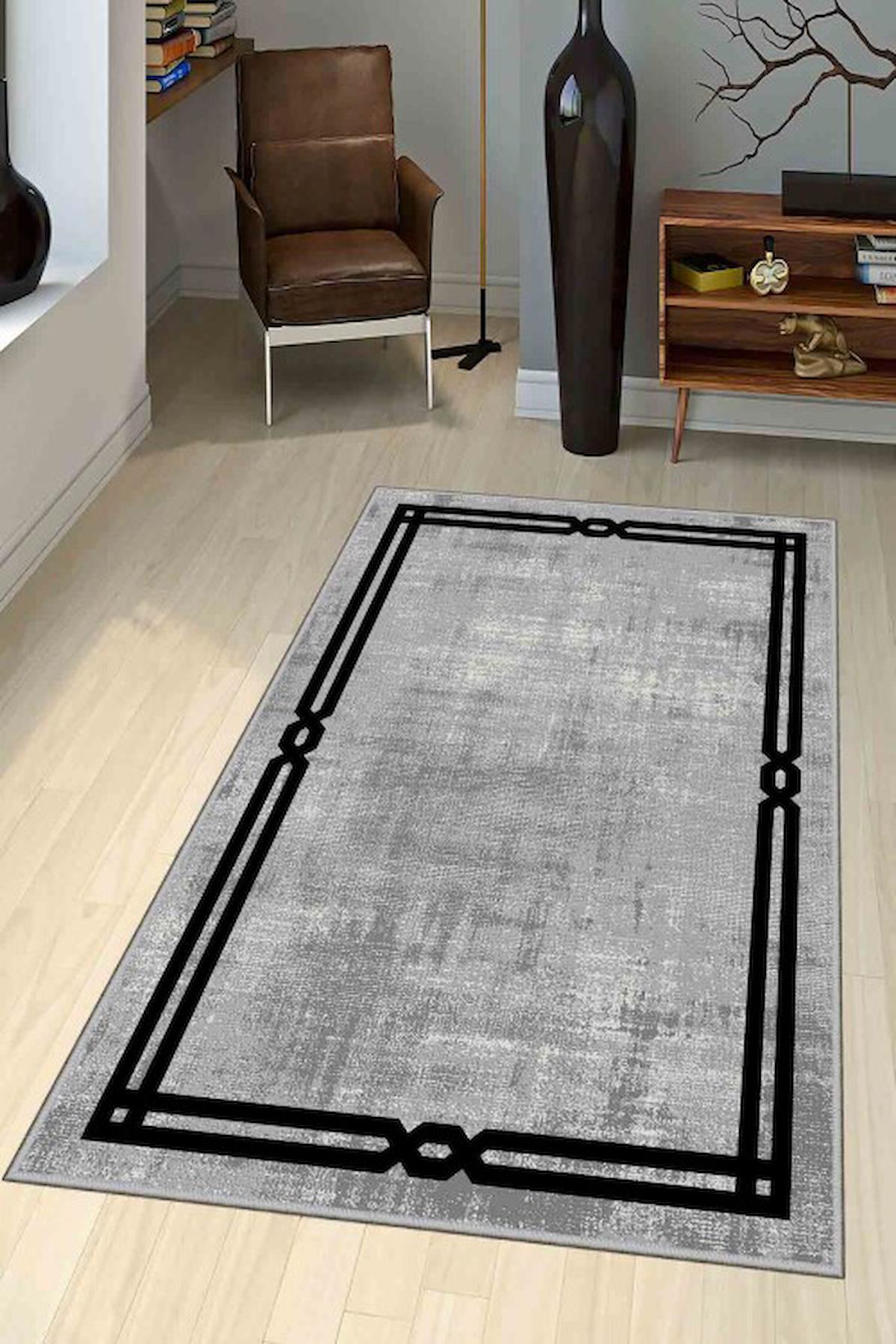 Homefesto Krem 5 mm Polyester Leke Tutmaz Yıkanabilir İnce Kaymaz Taban Dikdörtgen Makine Dokuma Salon Halısı 100x400 cm
