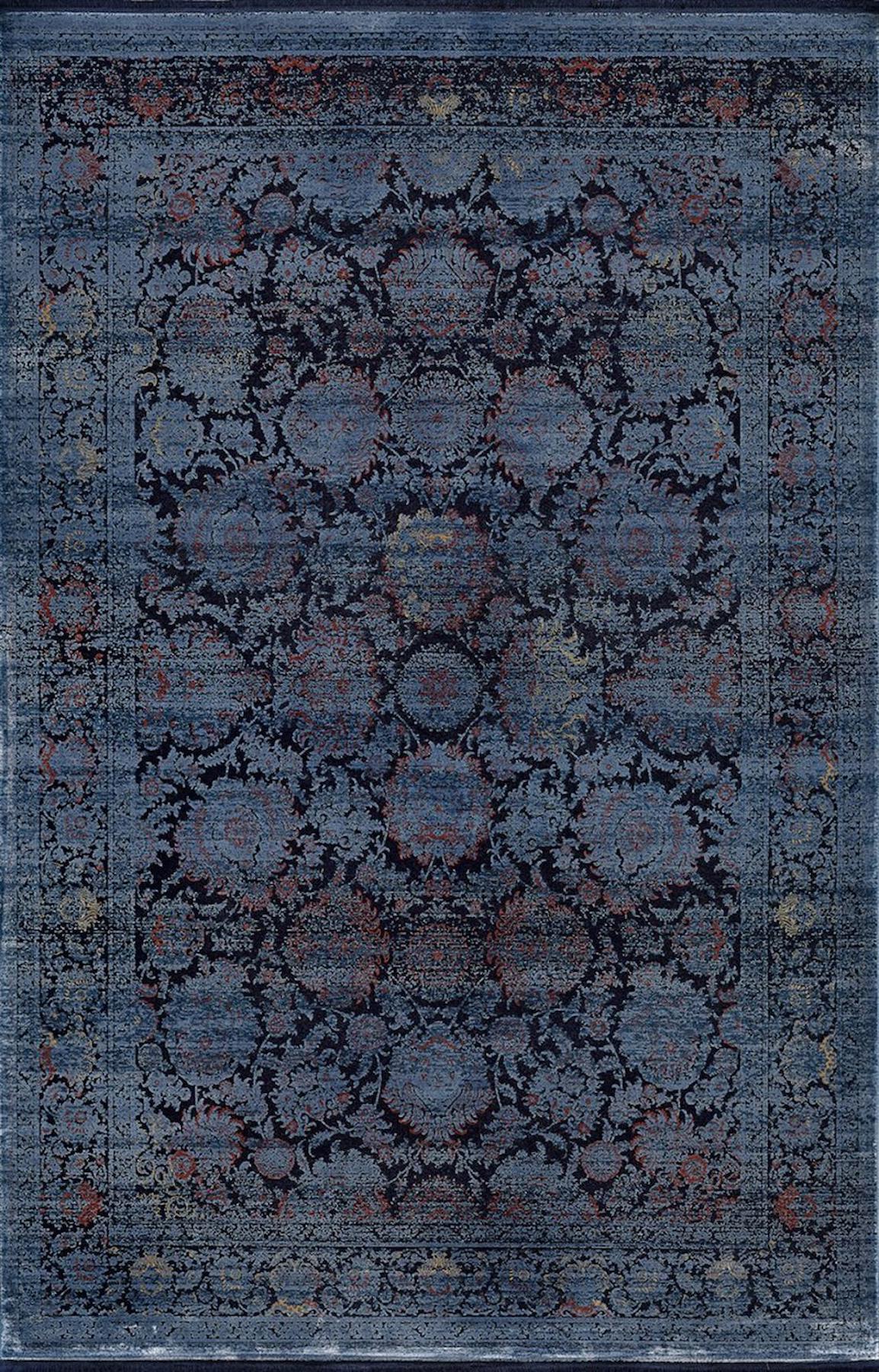 Artemis Halı 6462D Lacivert 6 mm Akrilik Yıkanabilir İnce Kaymaz Jüt Taban Dikdörtgen Makine Dokuma Salon Halısı 120x180 cm