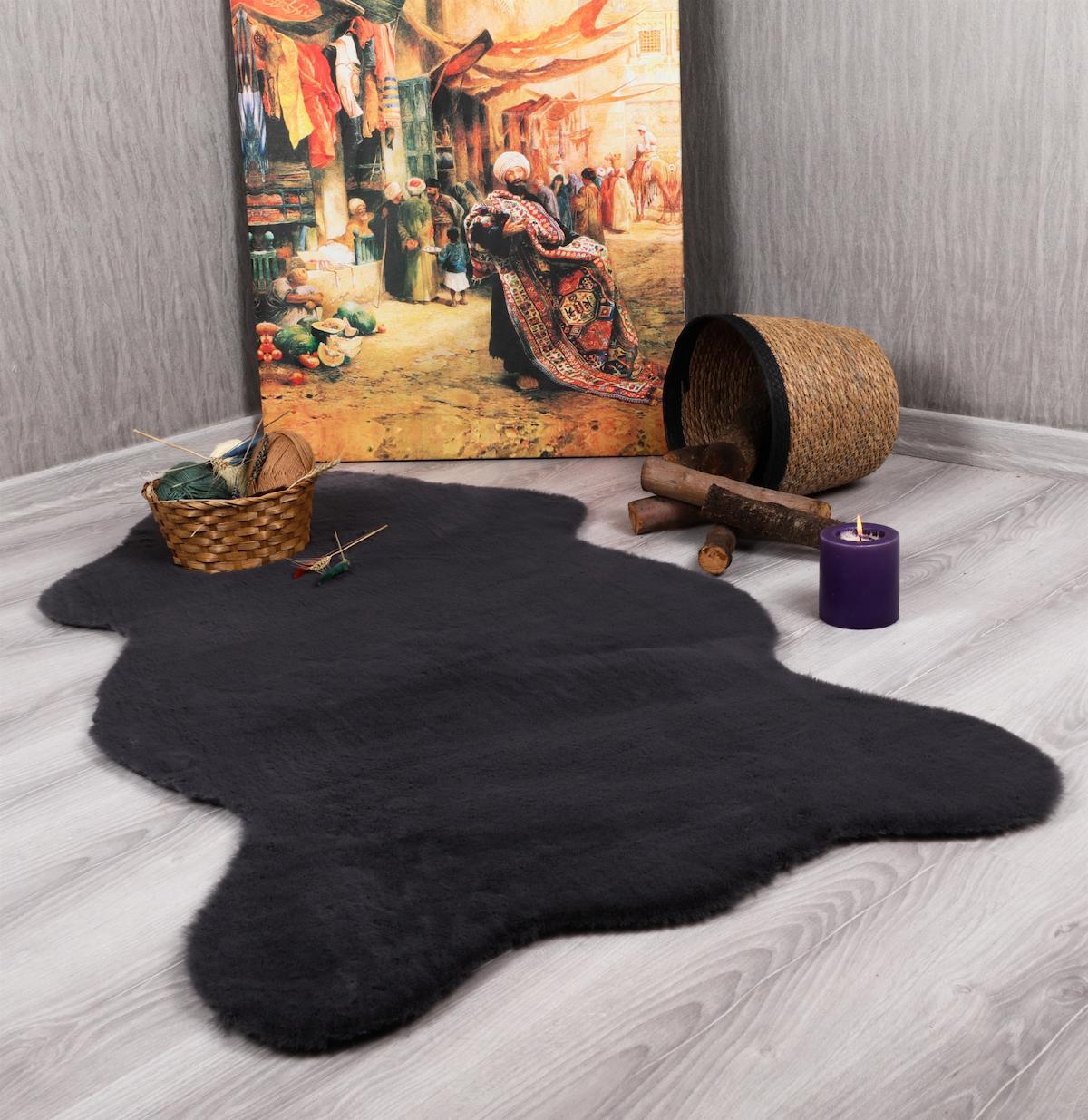 My Evilla Krem 25 mm Polyester Yıkanabilir Kalın Kaymaz Taban Makine Dokuma Salon-Yatak Odası Halısı 100x200 cm