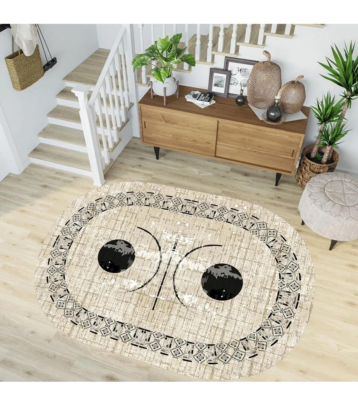Rovigo Home RVG7202-SD1068 Krem 8 mm Polyester Yıkanabilir Orta Kaymaz Dot Taban Dikdörtgen Makine Dokuma Salon Halısı 80x300 cm