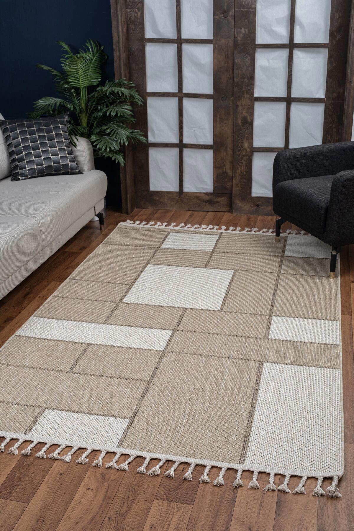 Valery Home Plus Krem 12 mm Polipropilen Antialerjenik Yıkanabilir İnce Kaymaz Dikdörtgen Makine Dokuma Salon Halısı 100x200 cm