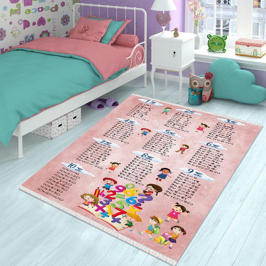 Halı Furyası Çok Renkli 10 mm Antibakteriyel Yıkanabilir Orta Kaymaz Deri Taban Dikdörtgen Makine Dokuma Çocuk Odası Halısı 140x200 cm