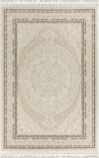 Sanat Halı Delüks 7028 Kahverengi 7 mm Akrilik Yıkanabilir Kalın Kaymaz Lateks Taban Dikdörtgen Makine Dokuma Salon Halısı 160x230 cm