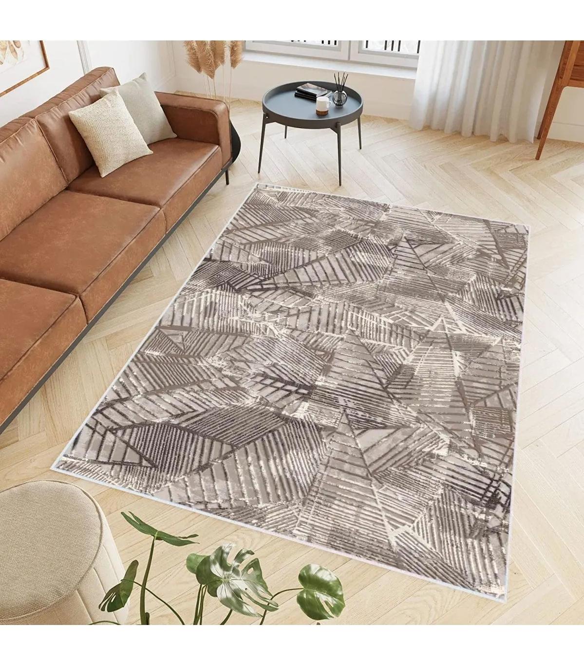 Rovigo Home RVG0613 Çok Renkli 8 mm Polyester Antibakteriyel-Leke Tutmaz-Toz Tutmaz Yıkanabilir İnce Kaymaz Dot Taban Dikdörtgen Makine Dokuma Salon Halısı 120x180 cm