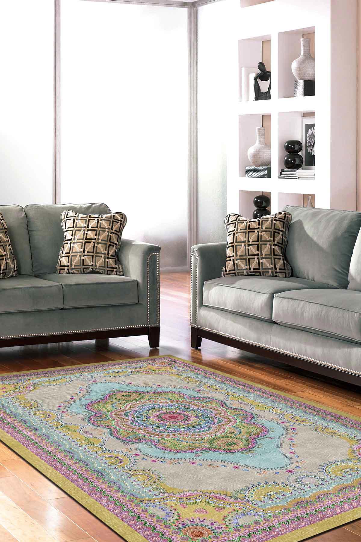 İlyaki Home Jefes Krem 0.8 mm Pamuk Antibakteriyel Yıkanabilir İnce Kaymaz Pamuk Taban Dikdörtgen Makine Dokuma Salon Halısı 80x300 cm