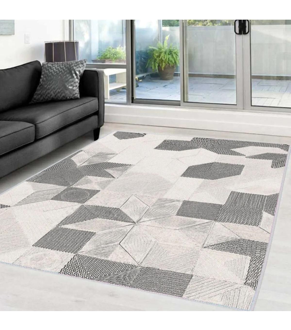 Rovigo Home RVG0013-SD816 Gri 8 mm Polyester Yıkanabilir Orta Kaymaz Dot Taban Dikdörtgen Makine Dokuma Salon Halısı 200x300 cm