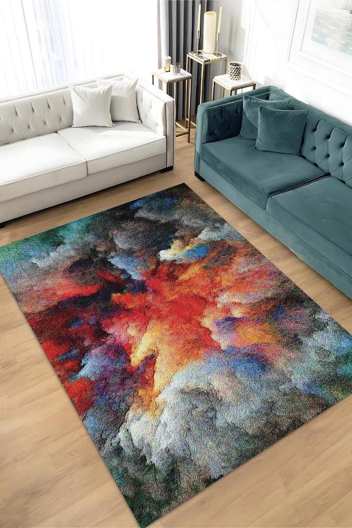 Homshtag Patlama Krem 4 mm Pamuk Antistatik Yıkanabilir İnce Kaymaz Dikdörtgen Makine Dokuma Salon Halısı 60x600 cm