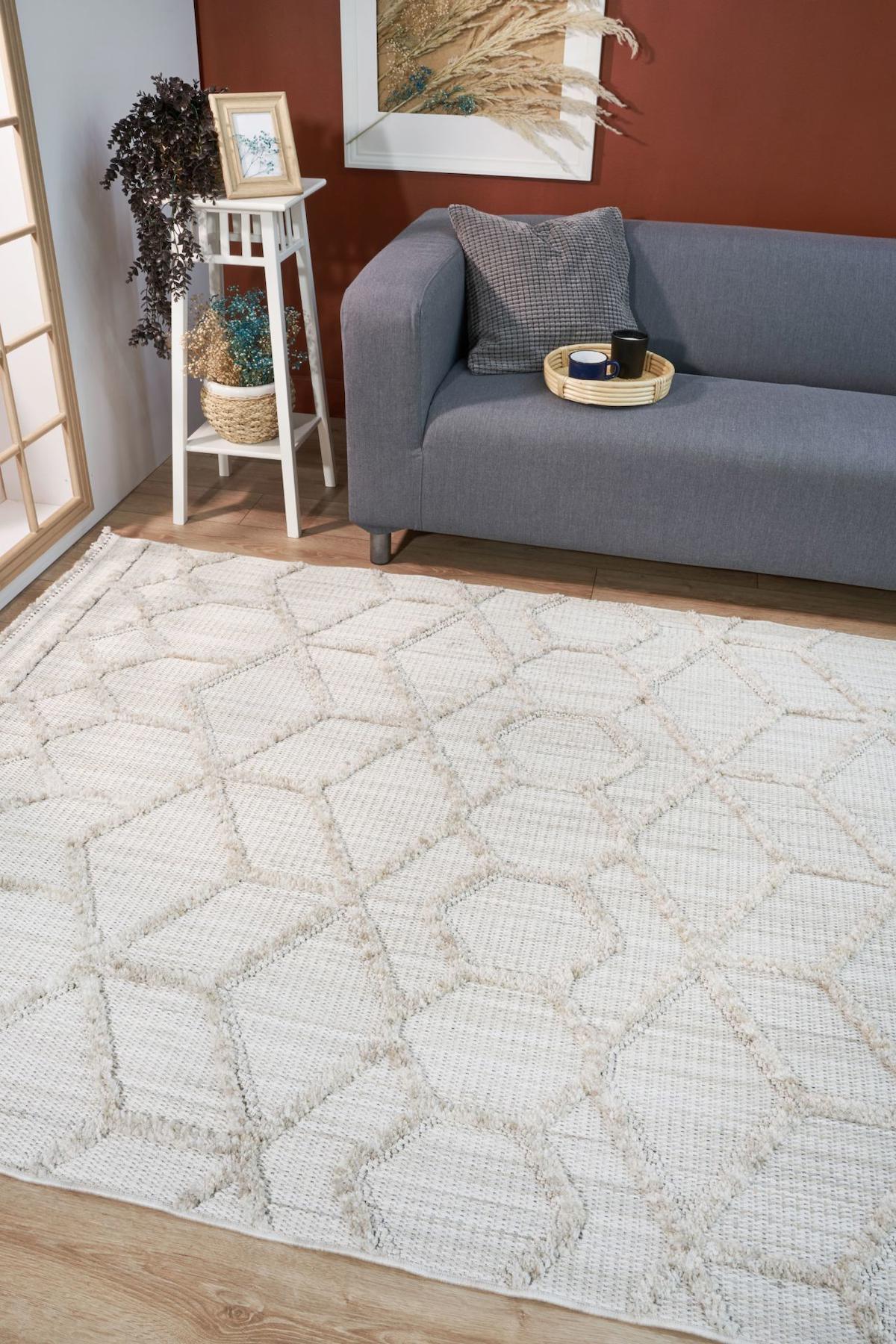Apex Vesta 9521 Çok Renkli Pamuk Yıkanabilir İnce Kaymaz Jüt Taban Dikdörtgen Makine Dokuma Salon Halısı 60x100 cm
