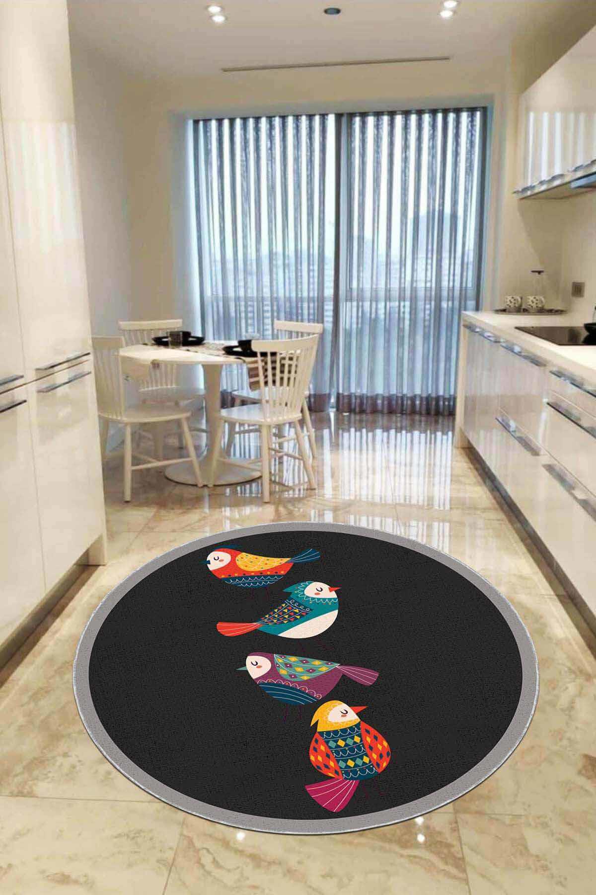 Viva Home AR865 Füme 7 mm Mikropolyester Silinebilir Yıkanabilir Kaymaz Yuvarlak Makine Dokuma Salon Halısı 80x300 cm