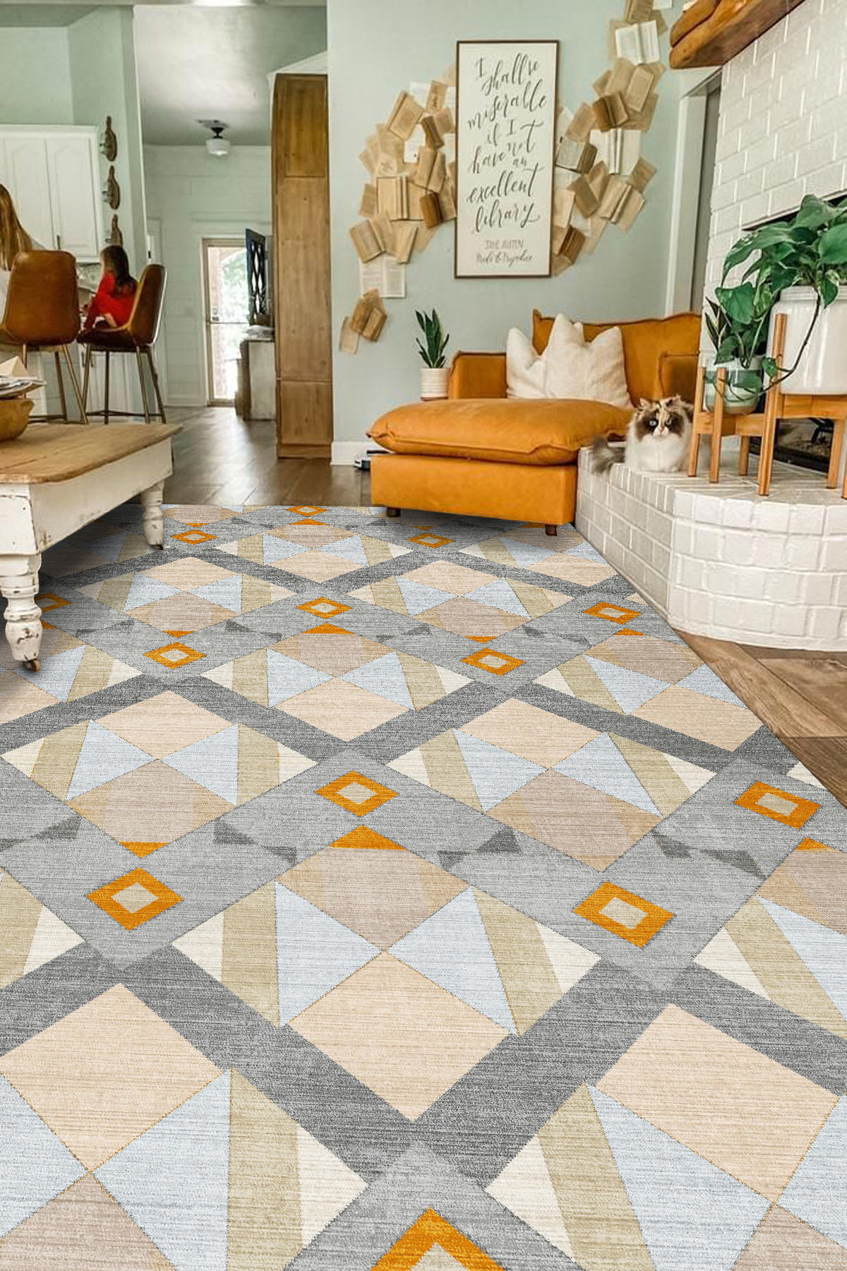 Latte Dizayn Adia Krem 0.5 mm Pamuk Yıkanabilir İnce Kaymaz Jüt Taban Dikdörtgen Makine Dokuma Salon Halısı 80x300 cm