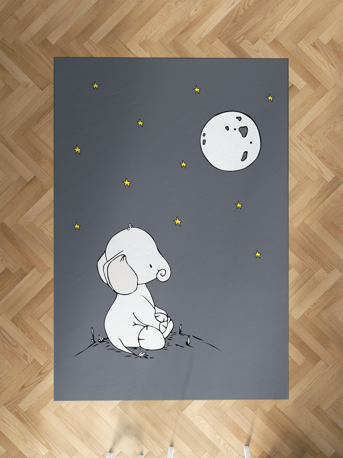 Mekta Home Ay-Fil Krem 10 mm Antibakteriyel Yıkanabilir İnce Kaymaz Dot Taban Dikdörtgen Makine Dokuma Çocuk Odası Halısı 80x650 cm
