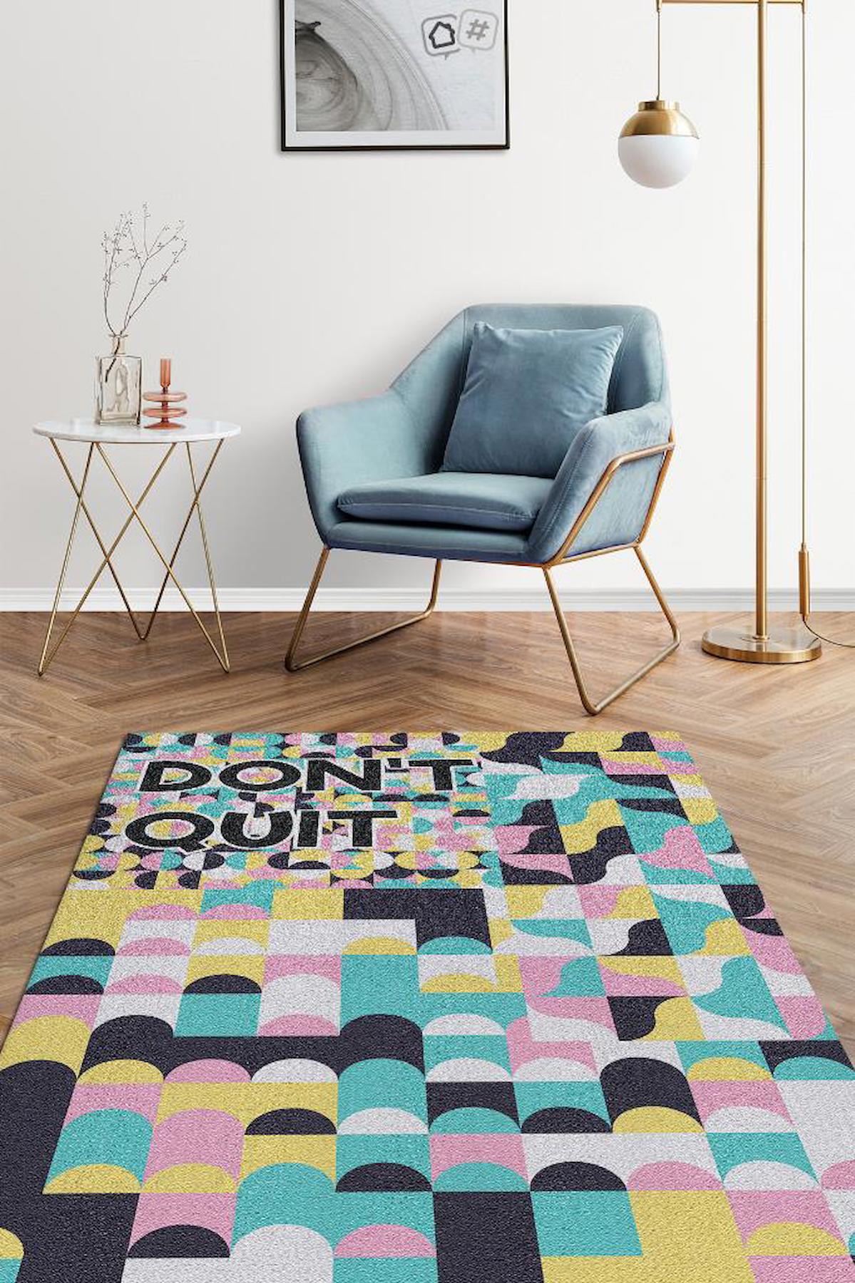 Homshtag Vazgeçme Krem 4 mm Pamuk Antistatik Yıkanabilir İnce Kaymaz Dikdörtgen Makine Dokuma Salon Halısı 160x230 cm