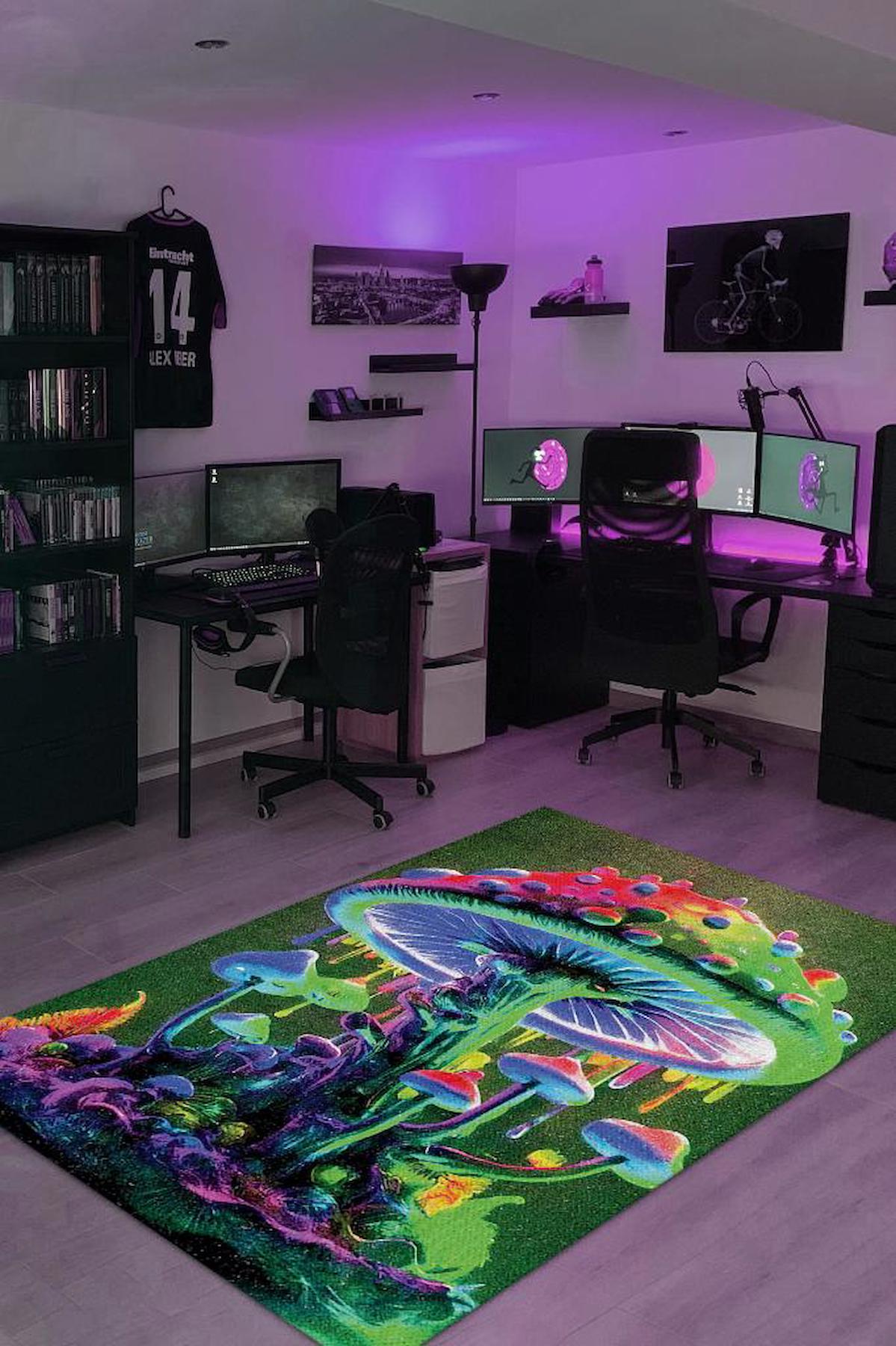 Homshtag Neon Mantar Krem 4 mm Pamuk Antistatik Yıkanabilir İnce Kaymaz Dikdörtgen Makine Dokuma Genç Odası Halısı 100x200 cm