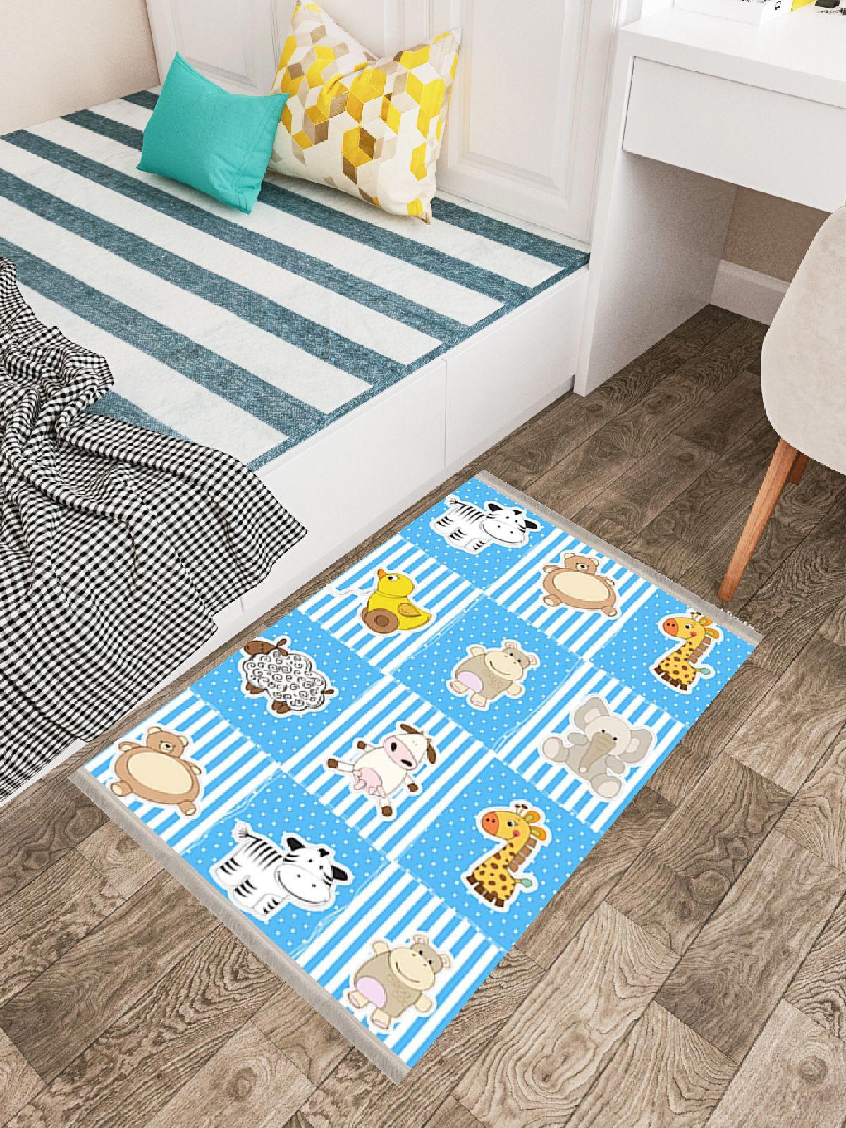 Enbe Collection E-CK10002A Çok Renkli 5 mm Pamuk Antibakteriyel Yıkanabilir Orta Kaymaz Dot Taban Dikdörtgen Makine Dokuma Çocuk Odası Halısı 80x150 cm