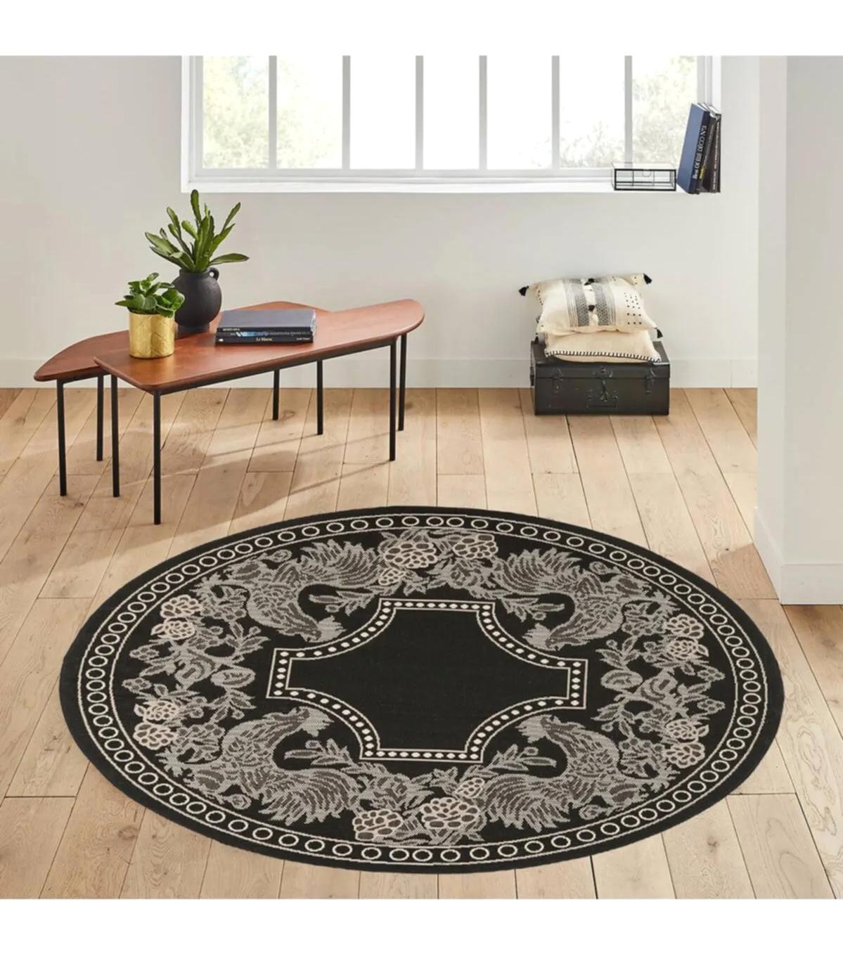 Rovigo Home RVG7157 Çok Renkli 8 mm Polyester Antibakteriyel-Leke Tutmaz-Toz Tutmaz Yıkanabilir İnce Kaymaz Dot Taban Yuvarlak Makine Dokuma Salon Halısı 120x200 cm
