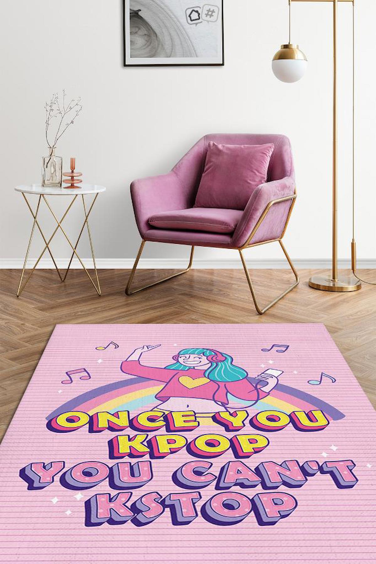 Homshtag Duramazsın Çok Renkli 4 mm Pamuk Antistatik Yıkanabilir İnce Kaymaz Dikdörtgen Makine Dokuma Genç Odası Halısı 100x150 cm