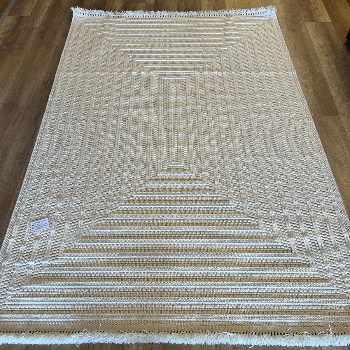 Eko Halı Motto MOT07 Beyaz 7 mm Polyester Silinebilir Yıkanabilir Orta Kaymaz Dikdörtgen Makine Dokuma Oturma Odası-Salon Halısı 80x150 cm