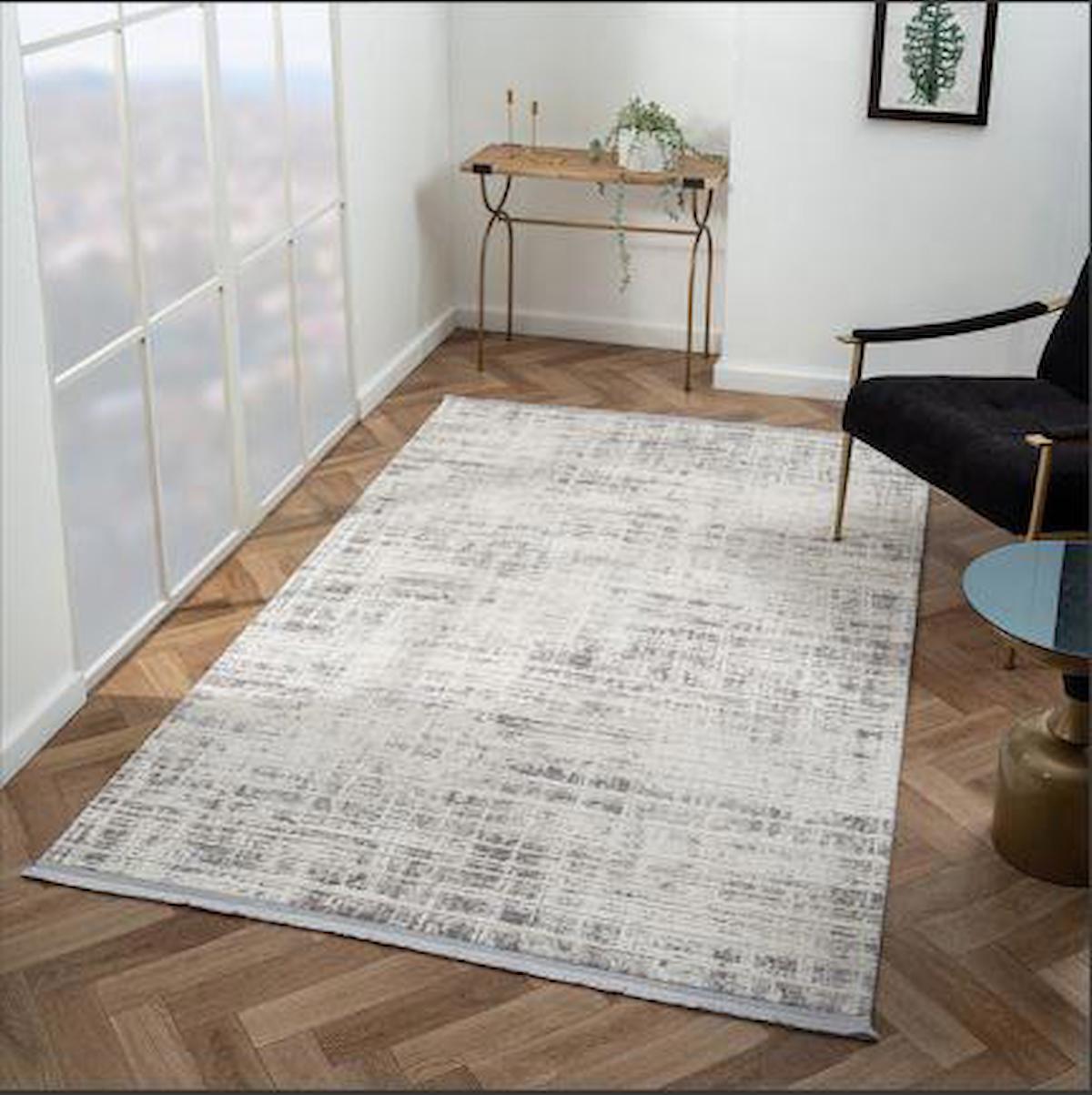 Çam Halı Scarlet SC008G Gri 11 mm Akrilik Silinebilir Yıkanabilir Orta Dikdörtgen Makine Dokuma Salon Halısı 80x120 cm
