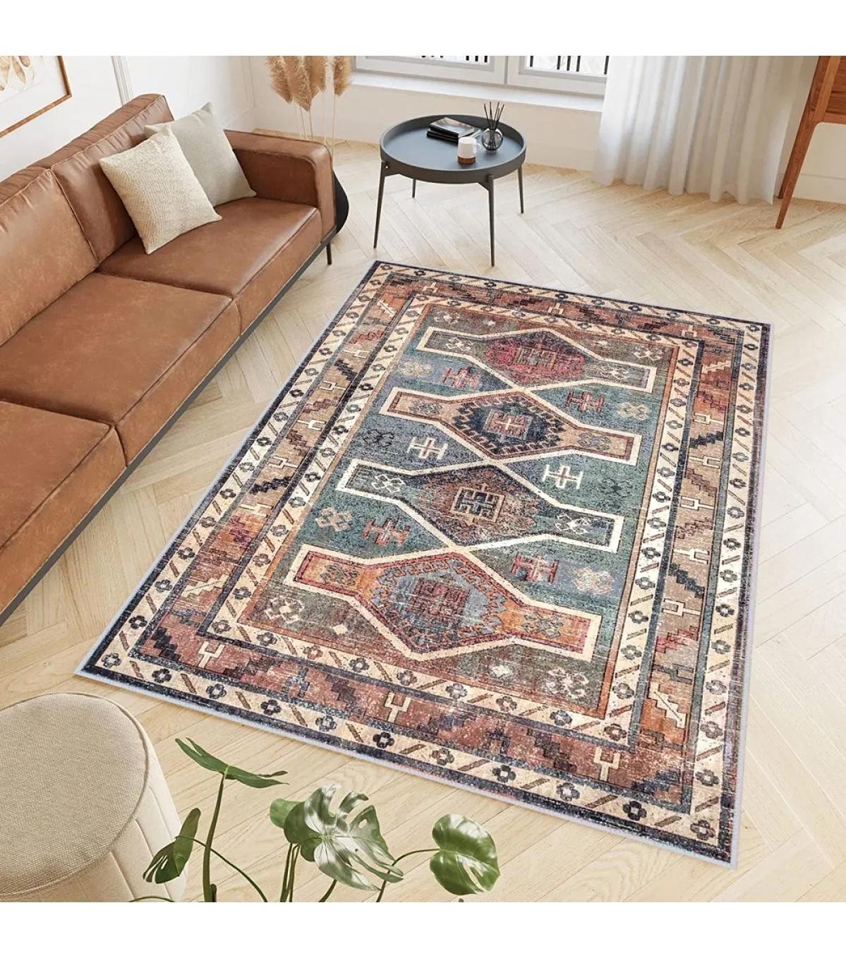 Rovigo Home RVG0400 Çok Renkli 8 mm Polyester Antibakteriyel-Leke Tutmaz-Toz Tutmaz Yıkanabilir İnce Kaymaz Dot Taban Dikdörtgen Makine Dokuma Salon Halısı 160x230 cm