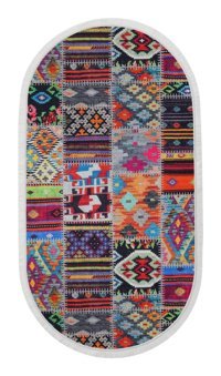 Dijidekor 9010 Krem 6 mm Polyester Yıkanabilir Orta Kaymaz Dot Taban Oval Makine Dokuma Salon Halısı 120x120 cm