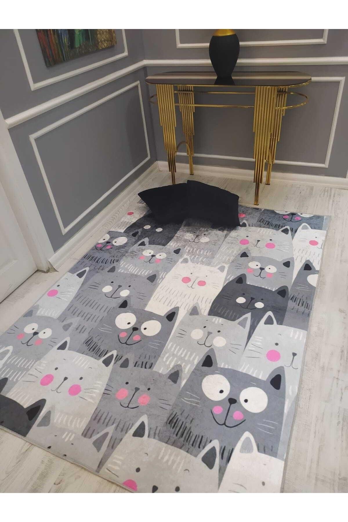 Doruklar Home Collection DRK8077 Çok Renkli 0.7 mm Polyester Antialerjenik Yıkanabilir İnce Kaymaz Suni Deri Taban Dikdörtgen Makine Dokuma Çocuk Odası-Salon Halısı 160x230 cm