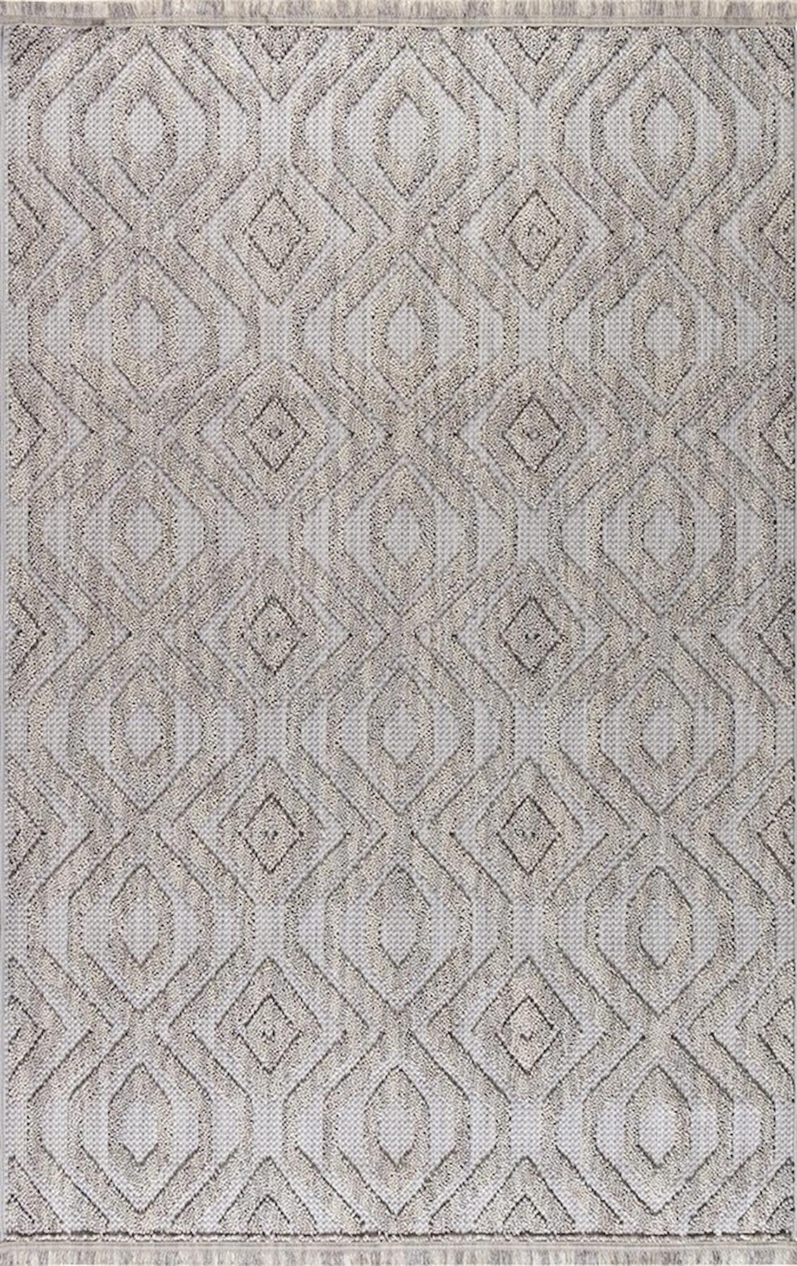 Merinos Garden 61577 Krem 0.4 mm Polyester Toz Tutmaz Yıkanabilir İnce Kaymaz Jüt Taban Dikdörtgen Makine Dokuma Salon Halısı 120x160 cm