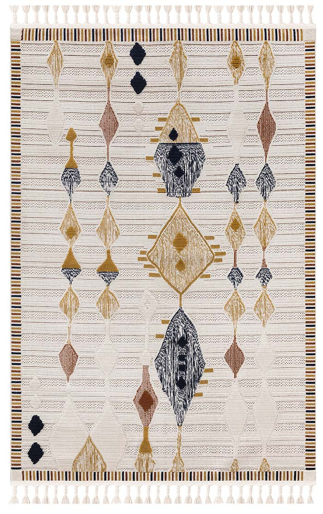 İpek Mekik Halı Pien 1754A Çok Renkli 10 mm Polyester Yıkanabilir Orta Kaymaz Pamuk Taban Dikdörtgen Makine Dokuma Antre-Çocuk Odası-Salon-Yatak Odası Halısı 120x200 cm
