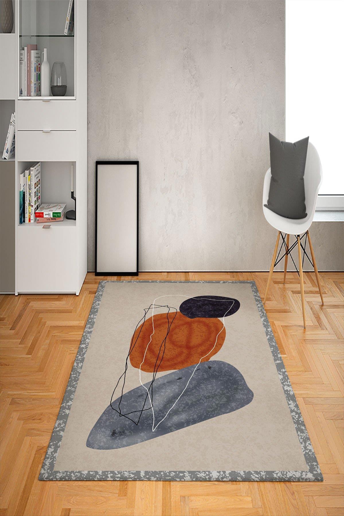Doruklar Home Collection Çok Renkli 0.7 mm Yıkanabilir Kaymaz Taban Geometrik Dikdörtgen Makine Dokuma Halı 200x300 cm